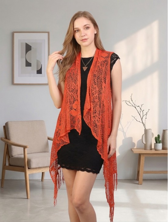 Lacy Fringe Draped Vest Lacy Fringe Draped Vest