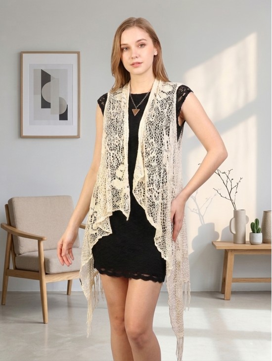 Lacy Fringe Draped Vest