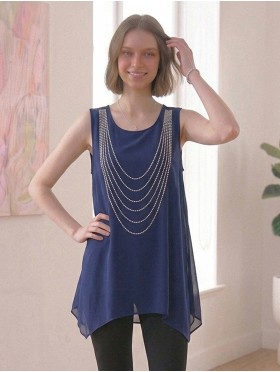 Arched Rhinestone Chiffon Top