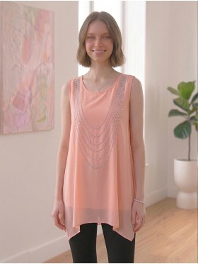 Arched Rhinestone Chiffon Top