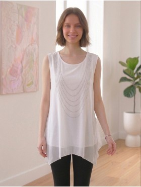 Arched Rhinestone Chiffon Top