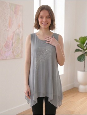 Feather Rhinestone Chiffon Tops