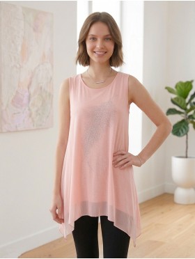 Feather Rhinestone Chiffon Tops