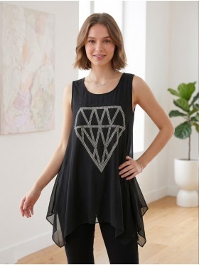 "Diamond" Rhinestone Chiffon Tops
