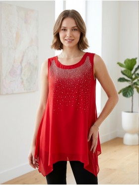 Rhinestone Starry Sky Chiffon Top