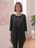 Solid Color Mid-Sleeved Top with Branched Rhinestone Solid Color Mid-Sleeved Top with Branched Rhinestone