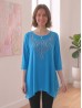 Solid Color Mid-Sleeved Top with Branched Rhinestone Solid Color Mid-Sleeved Top with Branched Rhinestone