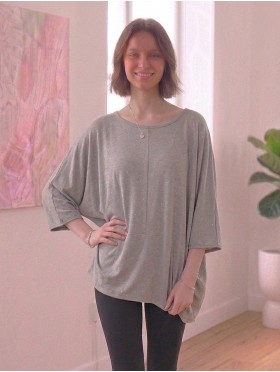 Front-Gathered Mid Sleeved Sparkle Top