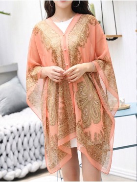 Reversible Pearl Chiffon Top with Filigrees