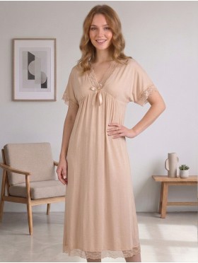 Sleeved Cotton Feel Night Dress