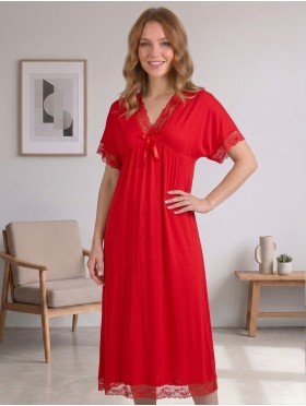 Sleeved Cotton Feel Night Dress