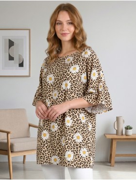 Floral Print Plus Size Fashion Top