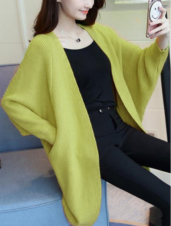 Solid Color Knitted Cardigan
