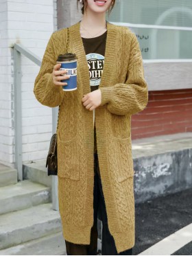 Solid Color Knitted Cardigan