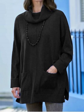 Pullover Loose Turtleneck Sweater W/Pockets