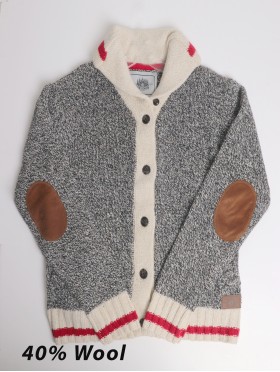 Women's Canadiana Grey Wool Cardigan W/ Pockets