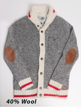 Men’s Canadiana Grey Wool Cardigan W/ Pockets
