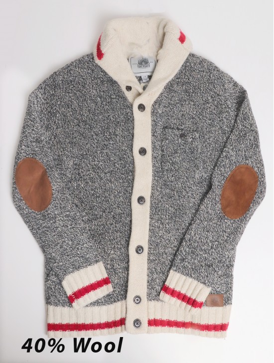 Men’s Canadiana Grey Wool Cardigan W/ Pockets