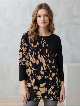 Abstract Long Bat Sleeves Pullover  Loose Tops