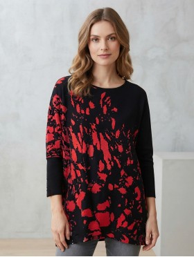 Abstract Long Bat Sleeves Pullover  Loose Tops
