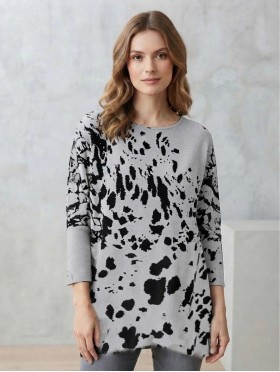 Abstract Long Bat Sleeves Pullover  Loose Tops
