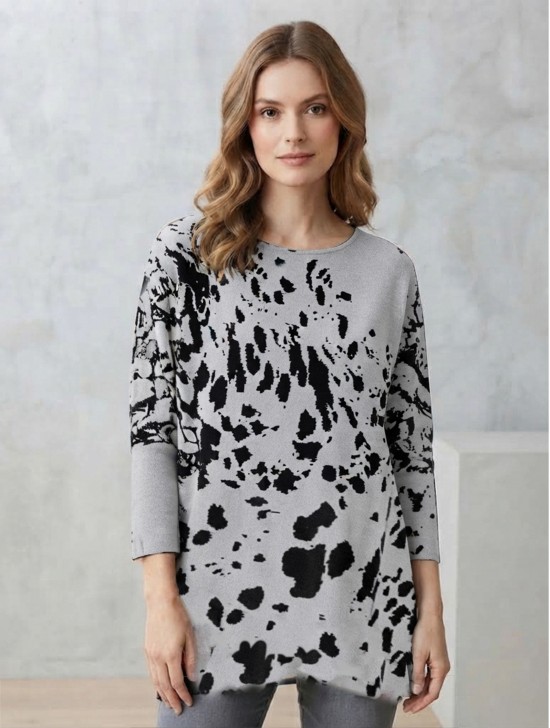 Abstract Long Bat Sleeves Pullover  Loose Tops