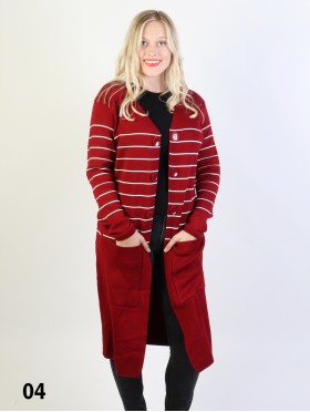 Striped Cardigan W/ Button Details