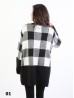 Plaid Knit Sweater Jacket W/ Buttons and Pockets