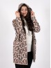 Leopard Print Premium Cardigan with Hood and Pockets