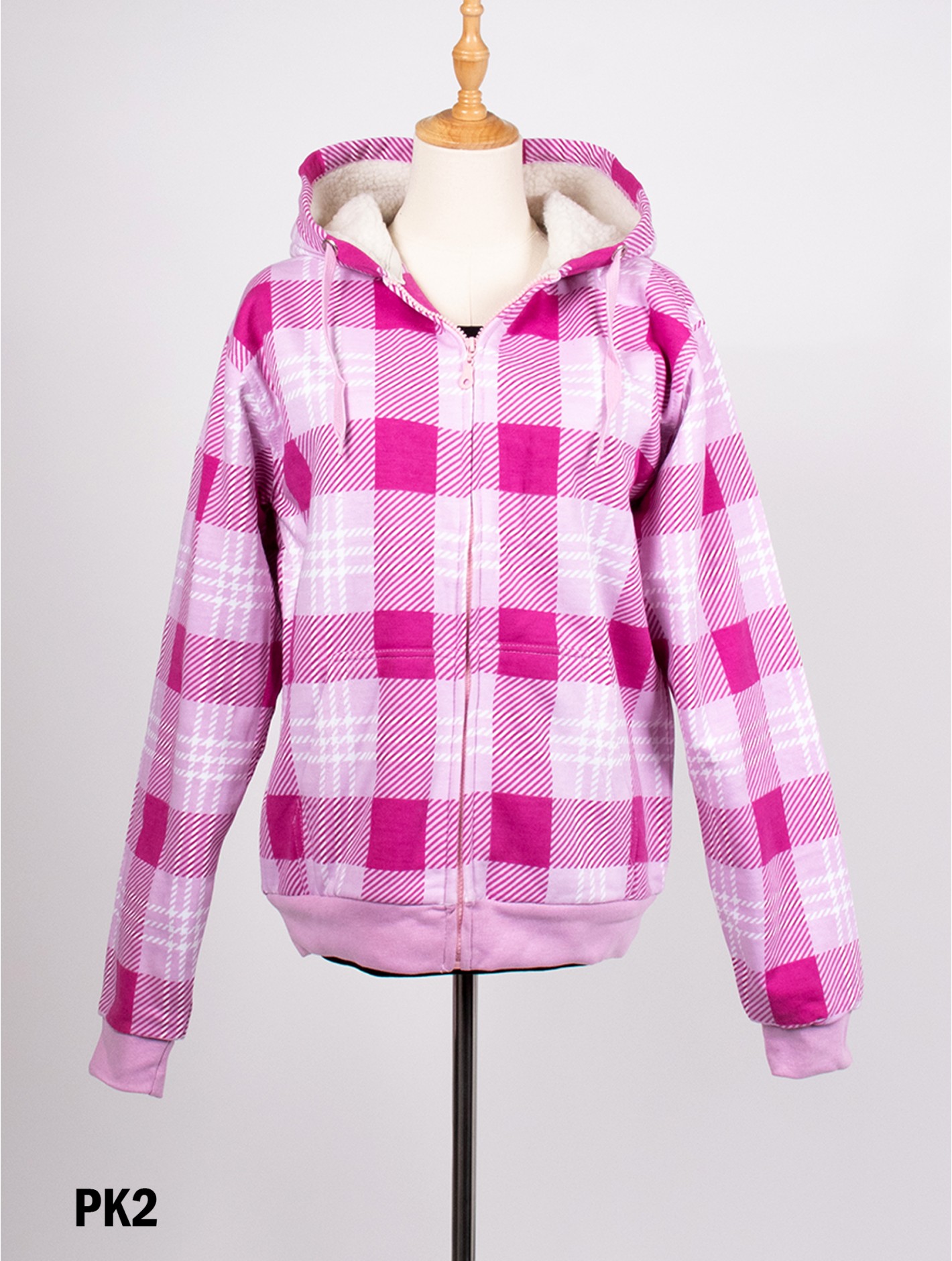 Plaid Sherpa Zip-Up Hoodie