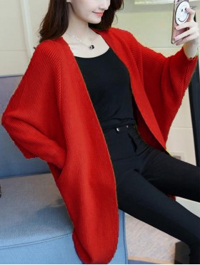 Solid Color Knitted Cardigan