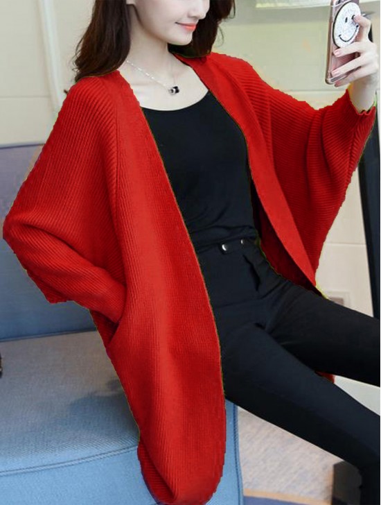 Solid Color Knitted Cardigan