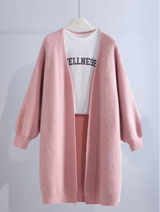 Solid Color Knitted Cardigan