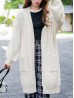 Solid Color Cable Knitted Cardigan W/ Pockets