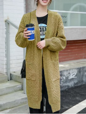 Solid Color Knitted Cardigan