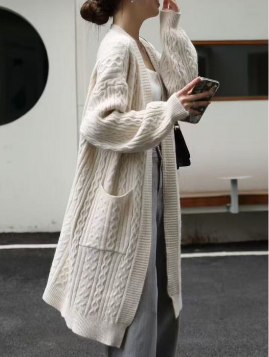 Solid Color Knitted Cardigan