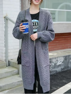 Solid Color Knitted Cardigan