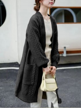 Solid Color Knitted Cardigan