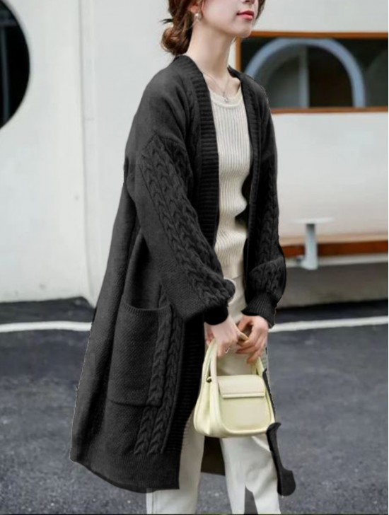 Solid Color Knitted Cardigan