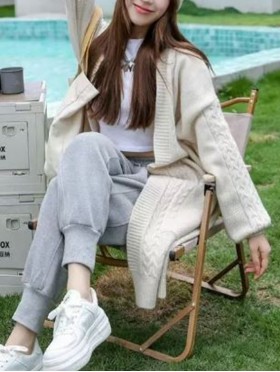 Solid Color Knitted Cardigan