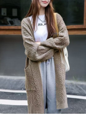 Solid Color Knitted Cardigan