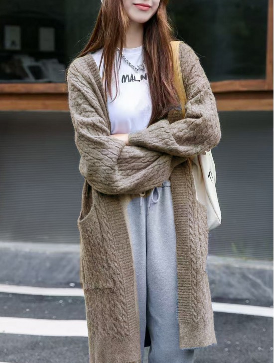 Solid Color Knitted Cardigan