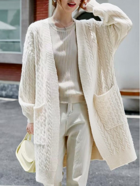 Solid Color Knitted Cardigan