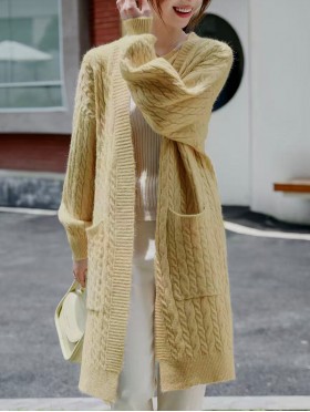 Solid Color Knitted Cardigan