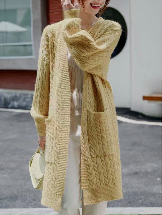 Solid Color Knitted Cardigan
