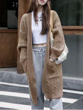 Solid Color Knitted Cardigan