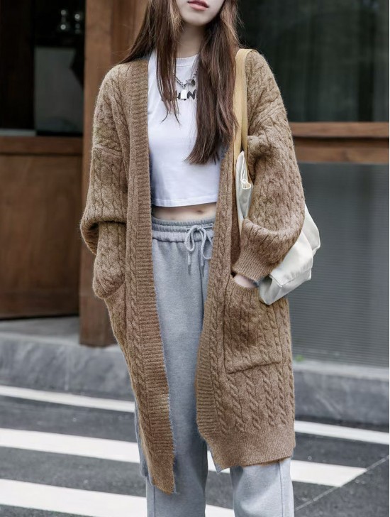 Solid Color Knitted Cardigan