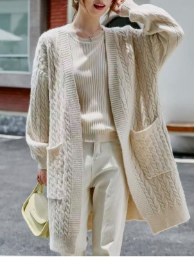 Solid Color Knitted Cardigan