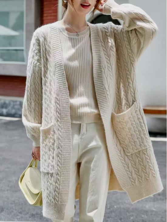 Solid Color Knitted Cardigan