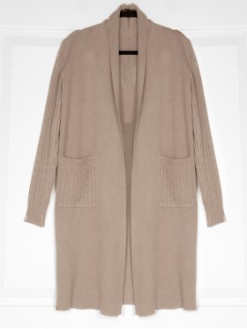 Stretchy Cable Knitted Cardigan W/ Pockets